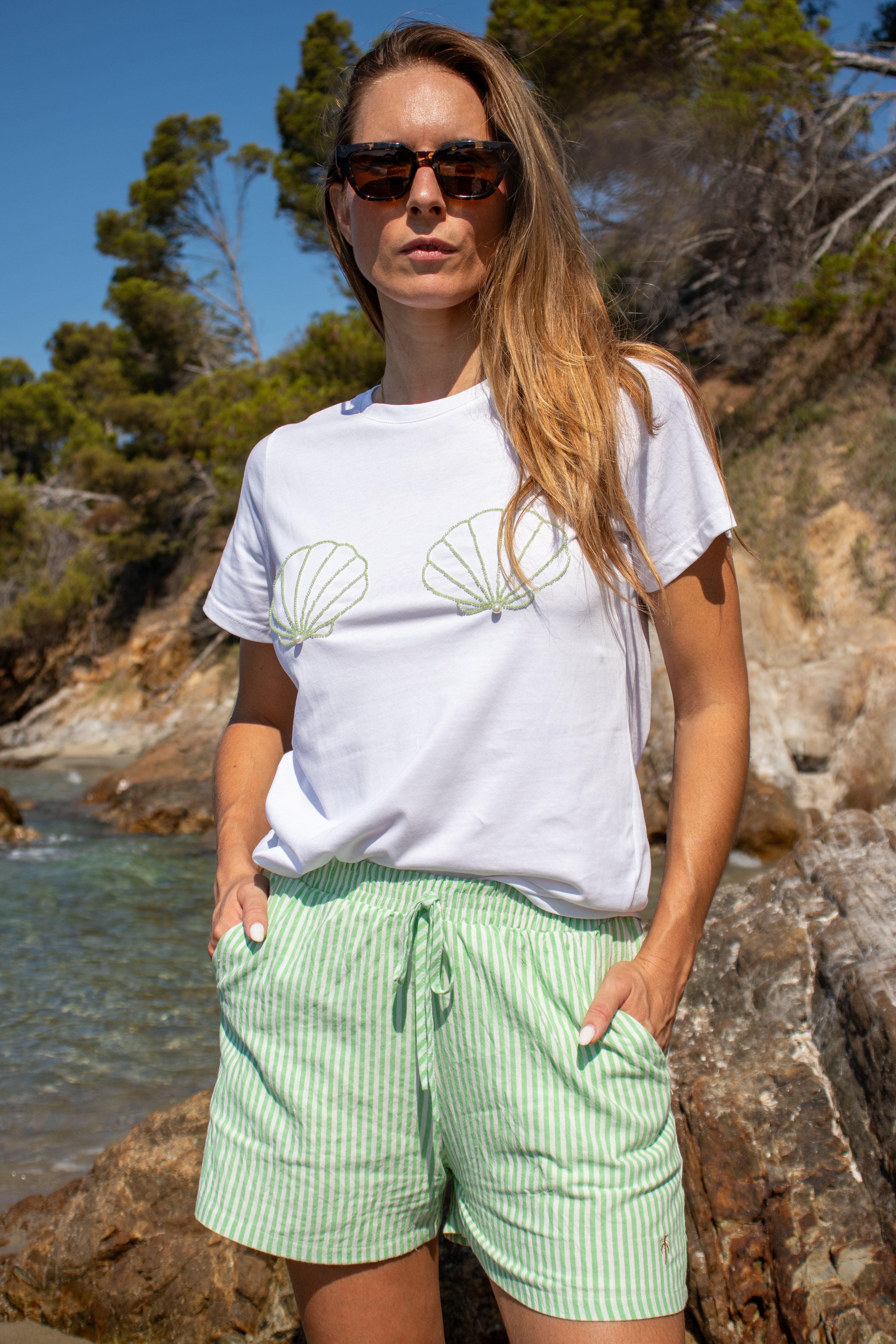 T-shirt NACRE vert