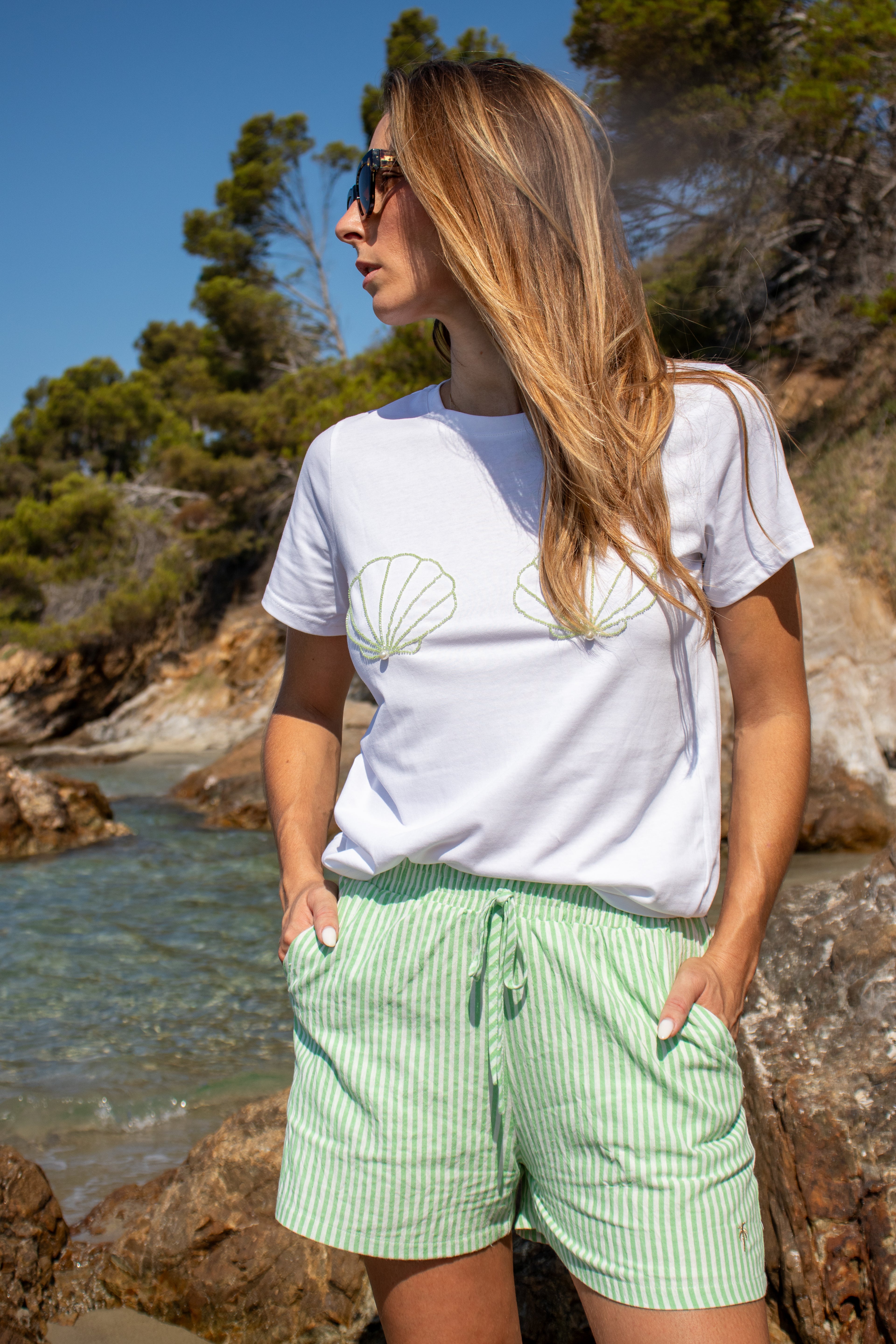 T-shirt NACRE vert