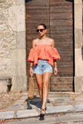 Top PALOMA rayé orange & rose